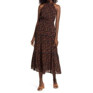 Lost + Wander Fleur Halter Maxi Dress In Orange Party Til Dawn Size Large L EUC